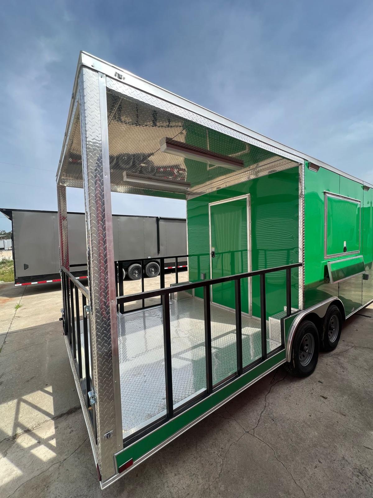 White Enclosed Cargo Trailer with a Single Axle